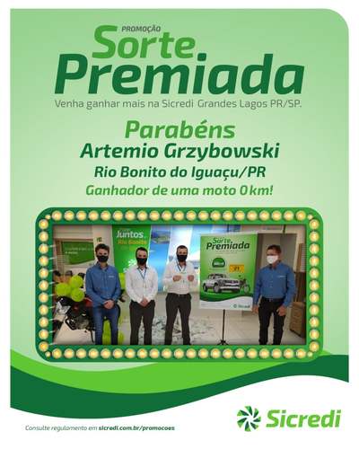 Associado do Sicredi agÃªncia de Rio Bonito do IguaÃ§u ganha uma moto 0 Km 